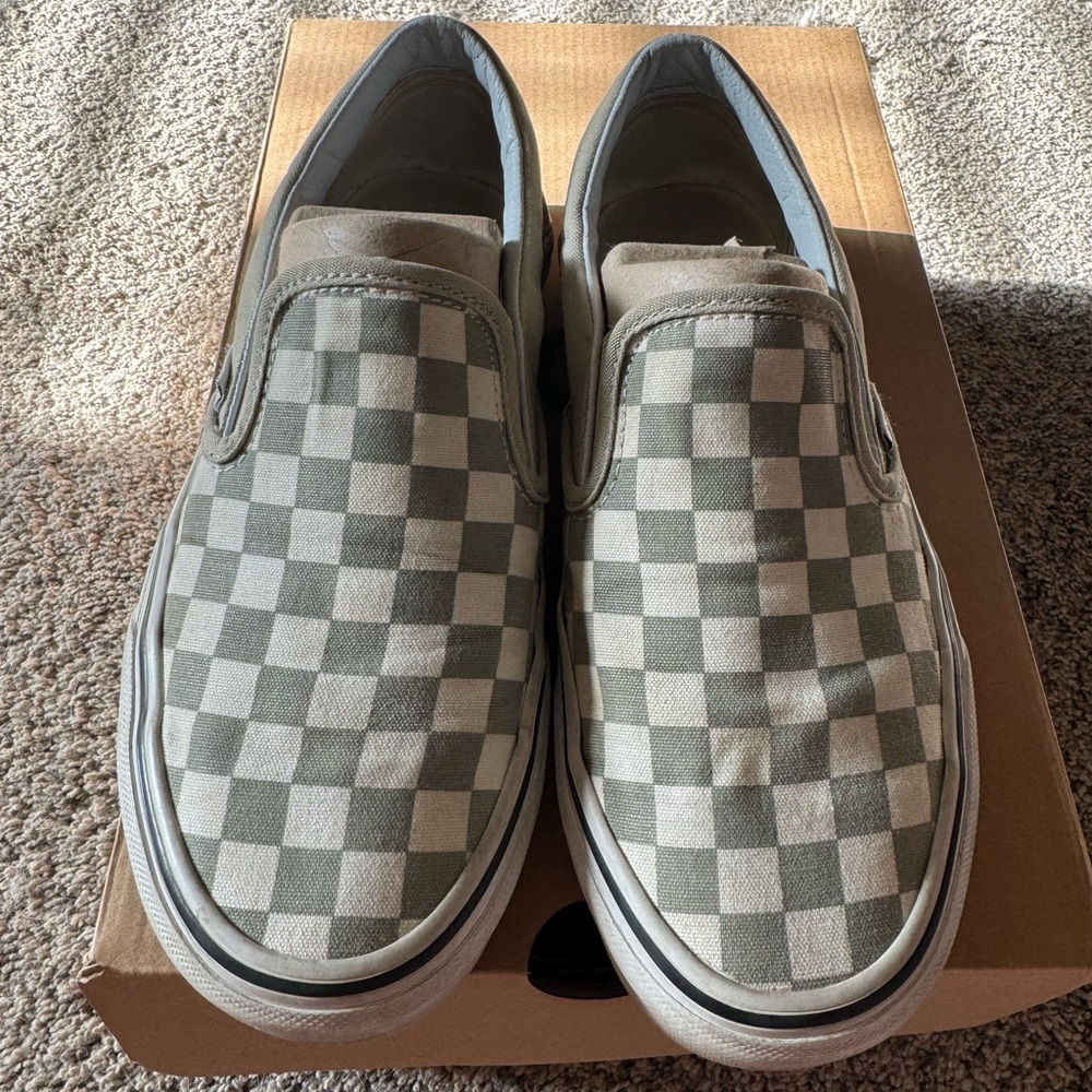 Sage Green Vans Slip Ons